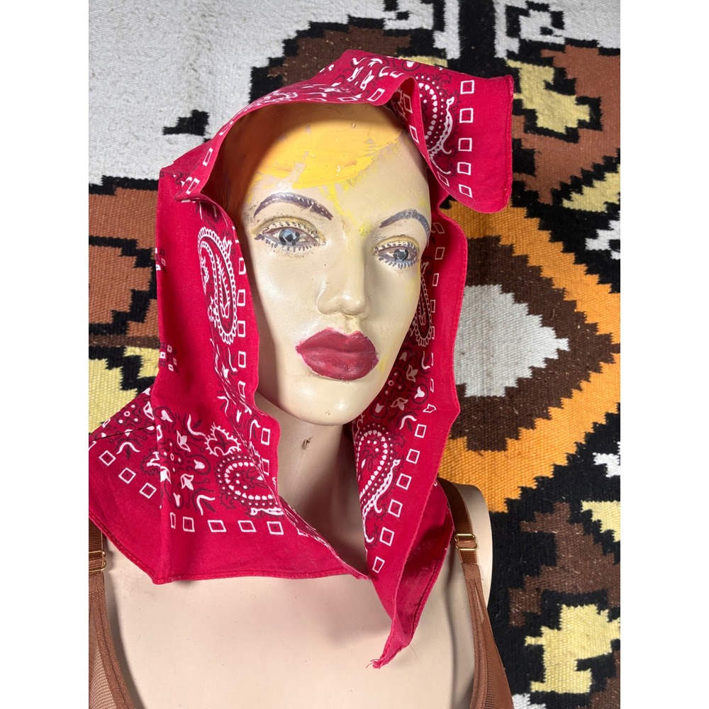 Unbranded Bandana Unisex OS Red Good Vintage Paisley All Cotton Square Scarf